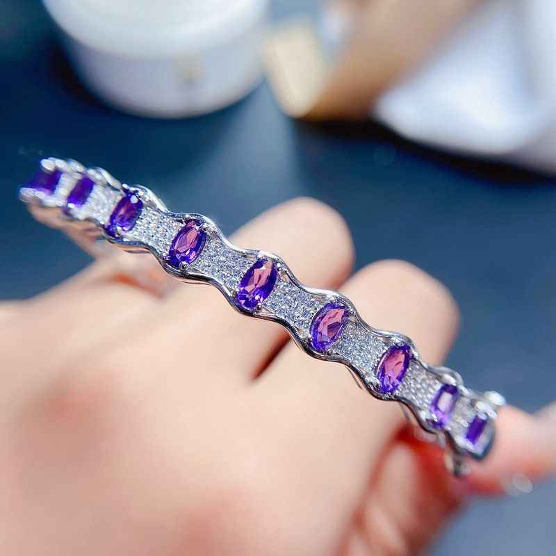 Amethyst Crystal Bracelet in 925 Sterling Silver