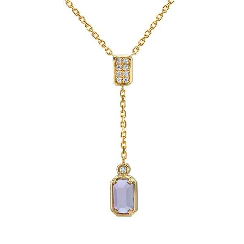 Amethyst Pendant Necklace - Y Necklace Gold