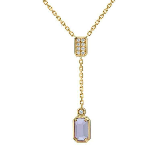 Amethyst Pendant Necklace - Y Necklace Gold