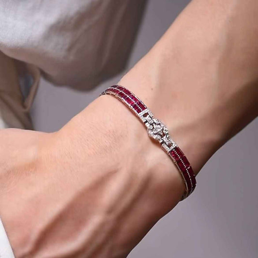 Mens Ruby Bracelet in 925 Sterling Silver - Achievement Bracelet