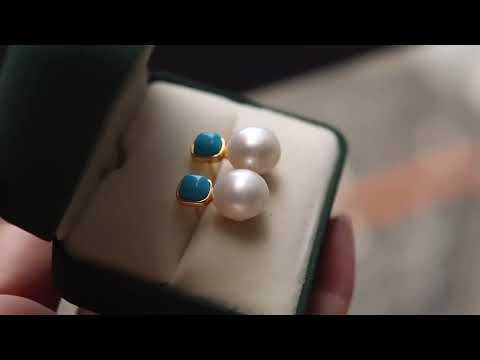 Turquoise and Pearl Earrings - Birthstone Jewelry