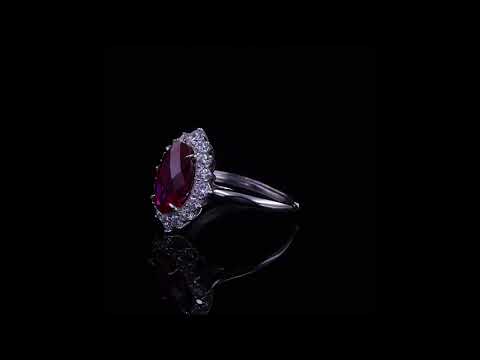 Red Ruby Ring - Silver Wedding Ring