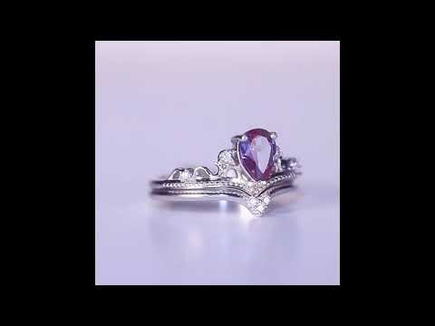 Alexandrite Bridal Wedding Ring Set