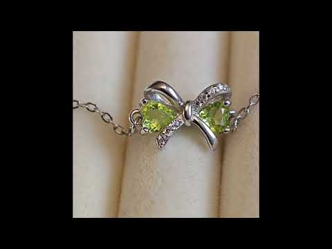 Sterling Silver Peridot Bracelet - Bow Bracelet