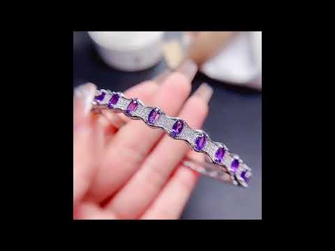 Amethyst Crystal Bracelet in 925 Sterling Silver