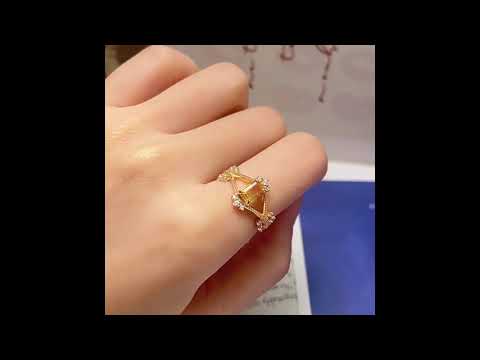 Citrine Gold Ring - Geometric Ring